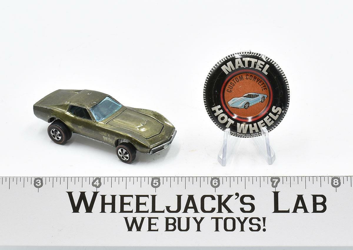 Custom Corvette Olive With Button Redline Hot Wheels Mattel Vintage Rl Wheeljack S Lab
