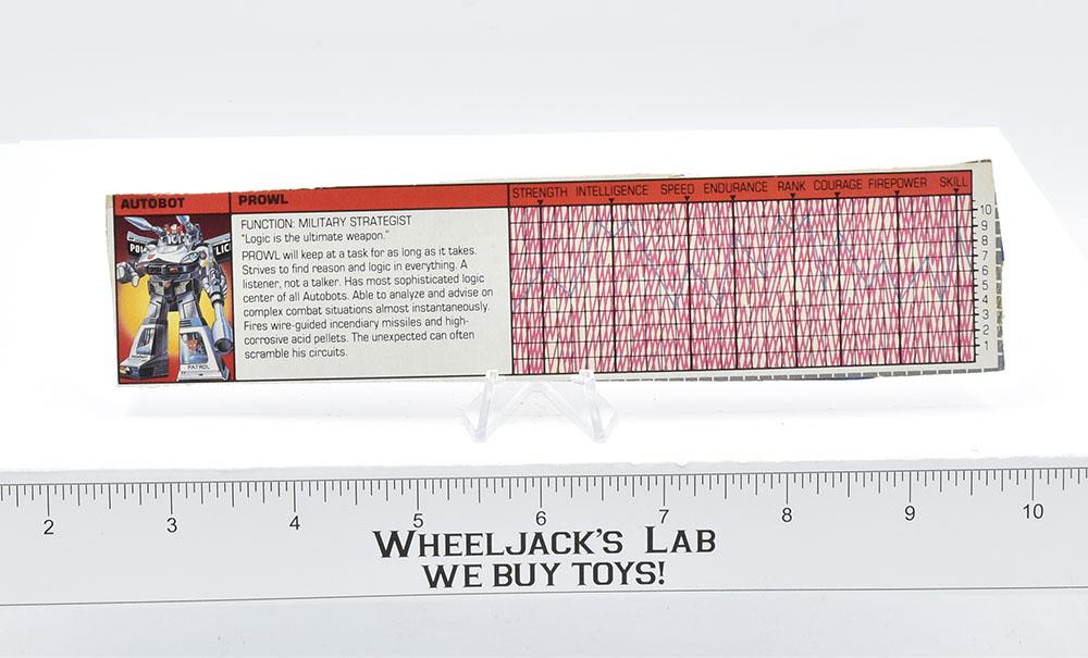 Prowl Action Figure Tech Spec 1985 Vintage Hasbro G1 Transformers