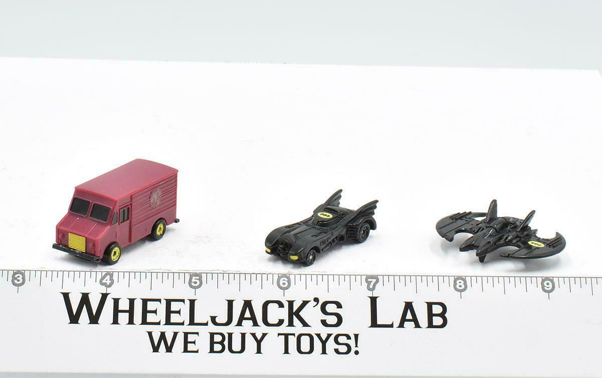 Batman Diecast Metal ERTL 1989 Micro Batmobile, Batwing, Joker Van Set