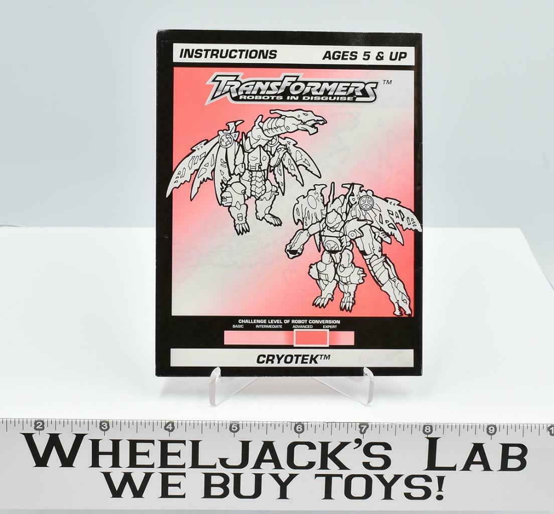 Cryotek RID Instruction Sheet 2001 Hasbro Transformers Action Figures