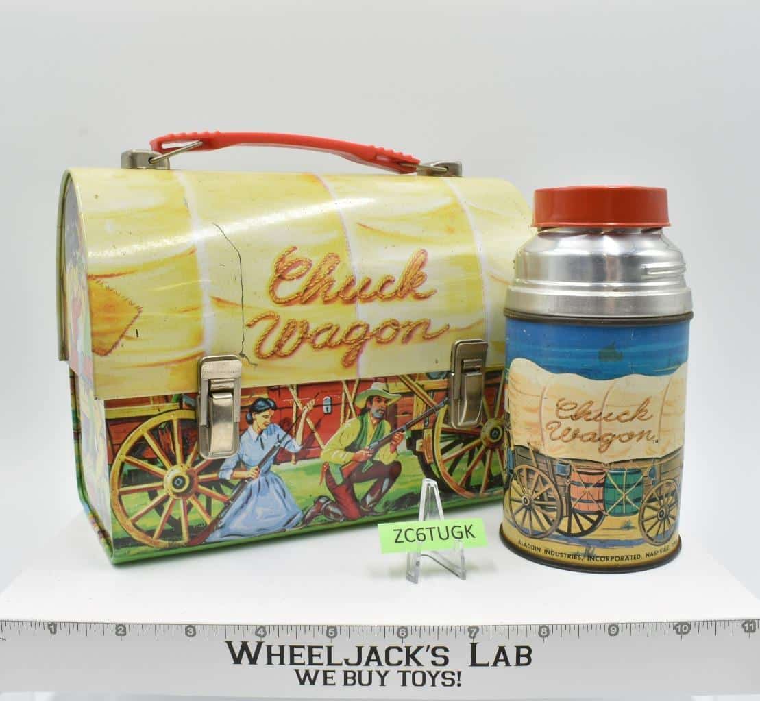 Chuck Wagon Western Dome Metal Lunchbox W/Thermos 1990 GWhiz
