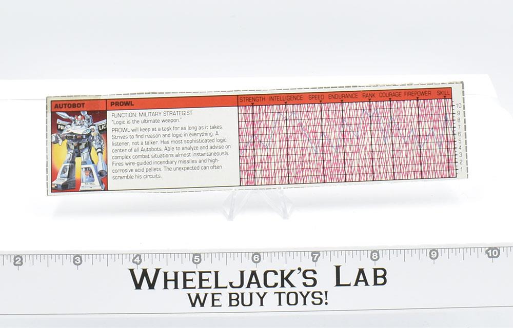 Prowl Action Figure Tech Spec 1985 Vintage Hasbro G1 Transformers