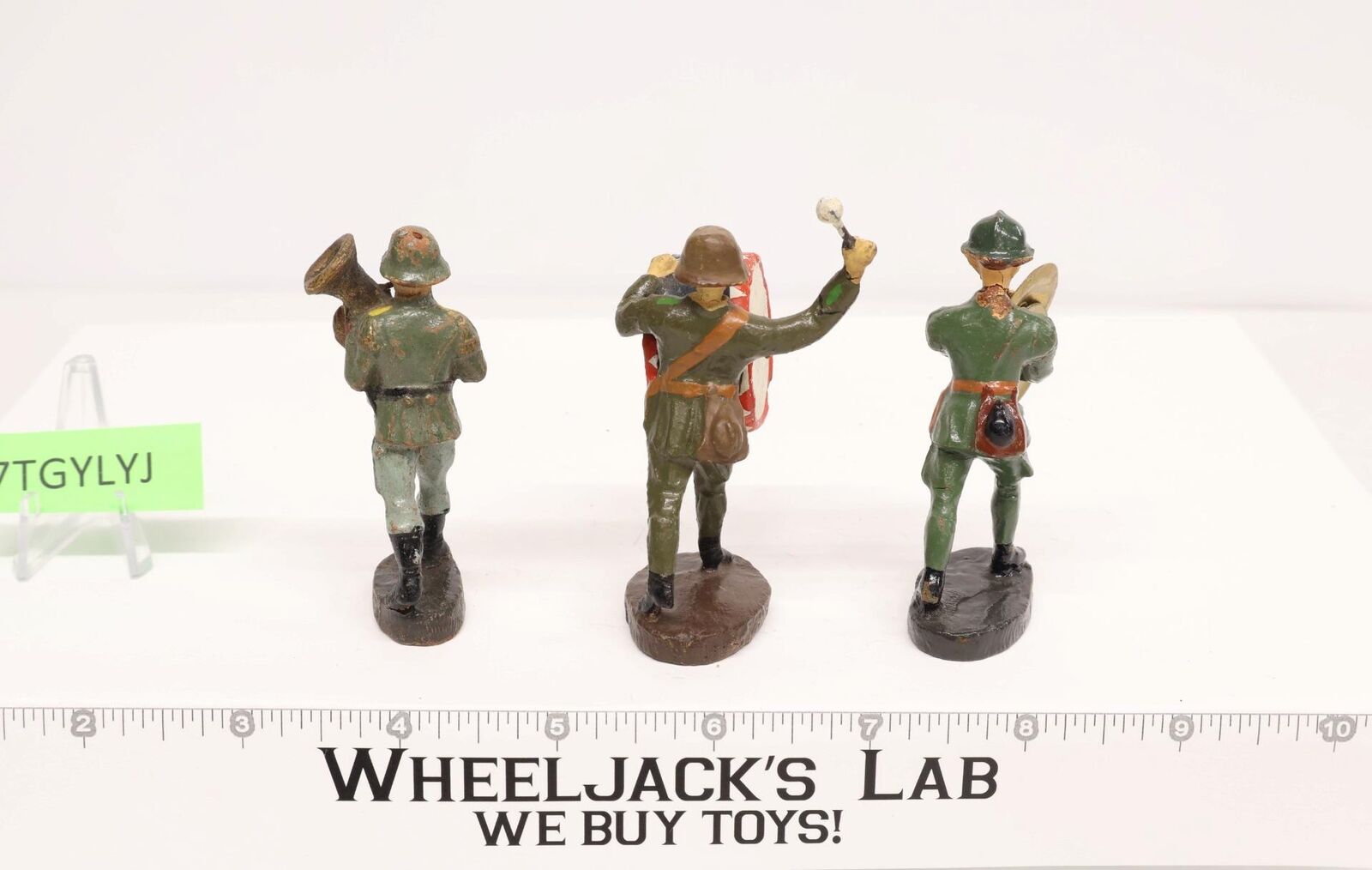 WWII German Soldiers (3) 3" Elastolin Lineol Marching Army Band Tuba
