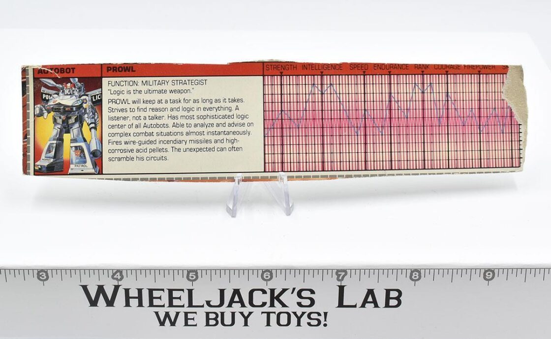 Prowl Action Figure Tech Spec 1985 Vintage Hasbro G1 Transformers