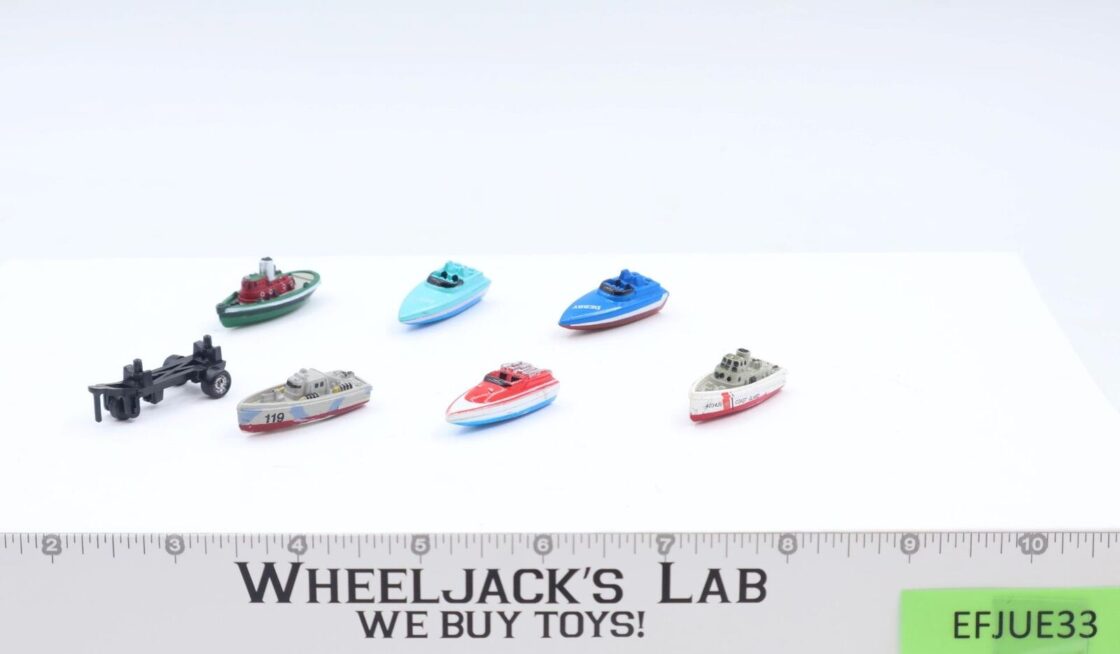 Lot of 6 Boats +1 Boat Trailer 1980s Vintage Galoob Micro Machines