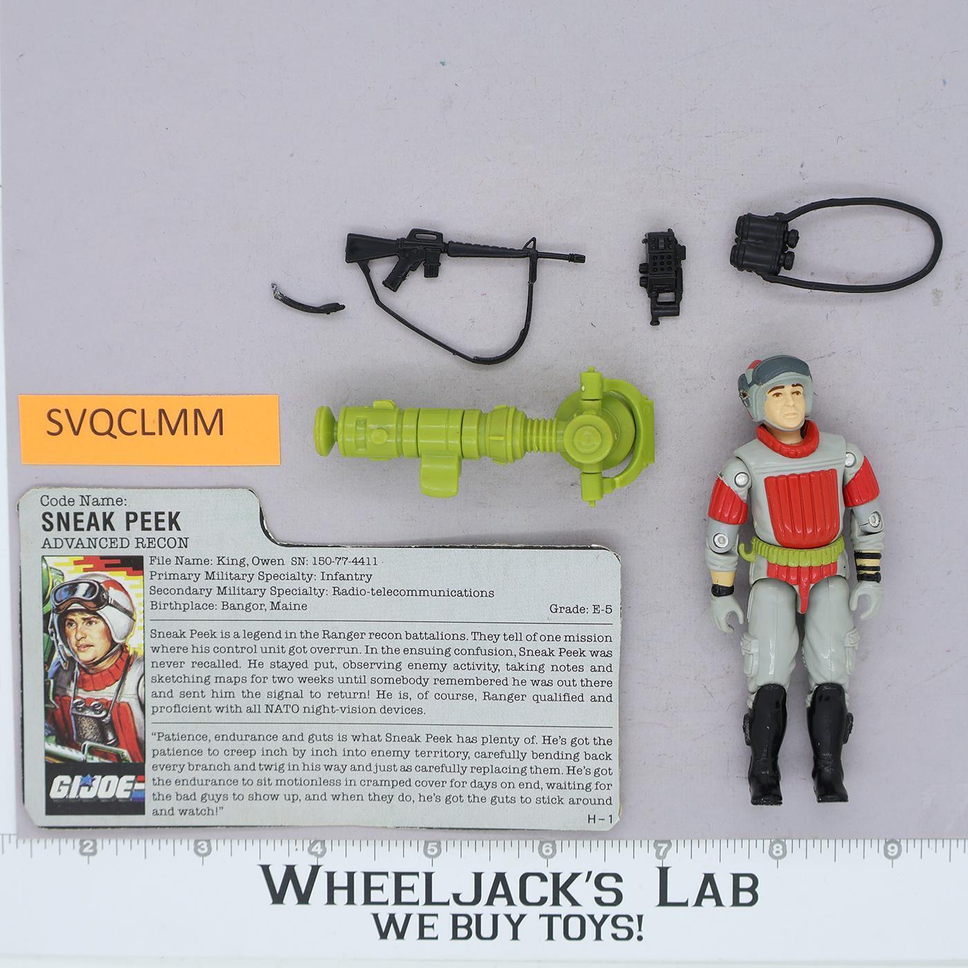 Sneak Peek V1 100 Complete G.I. Joe 1987 Hasbro Vintage Action Figure