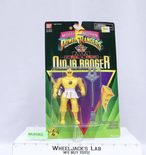 Mighty Morphin YELLOW Ninja Ranger Power Rangers 1995 Bandai NEW MOSC ...