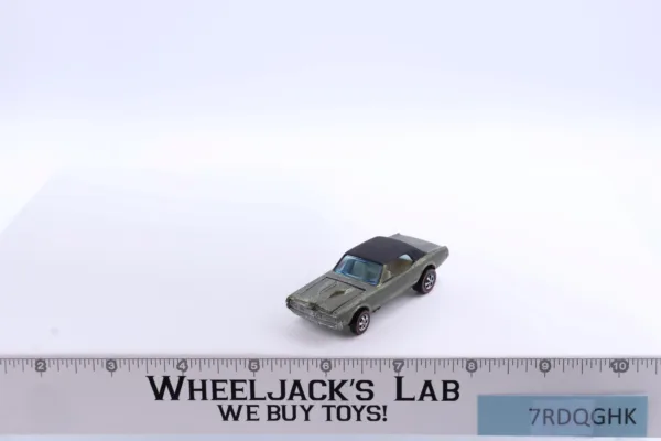 Custom Cougar Olive 1968 Hot Wheels Mattel Vintage Redline RL w/ Button - Image 3