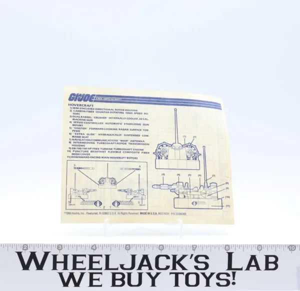 Hovercraft 1989 ORIGINAL Instructions / Blueprints G.I. Joe Hasbro Action Figure main image