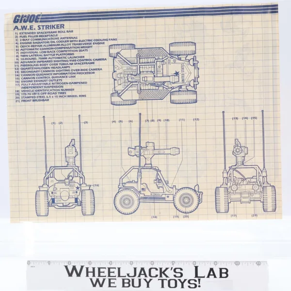 A.W.E. Striker 1985 ORIGINAL Instructions Blueprints G.I. Joe Hasbro Vehicle