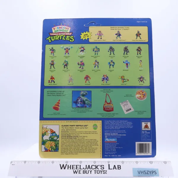 Classic Party Reptile Leo Bodacious Birthday TMNT 1992 Playmates MOSC UNPUNCHED - Image 2