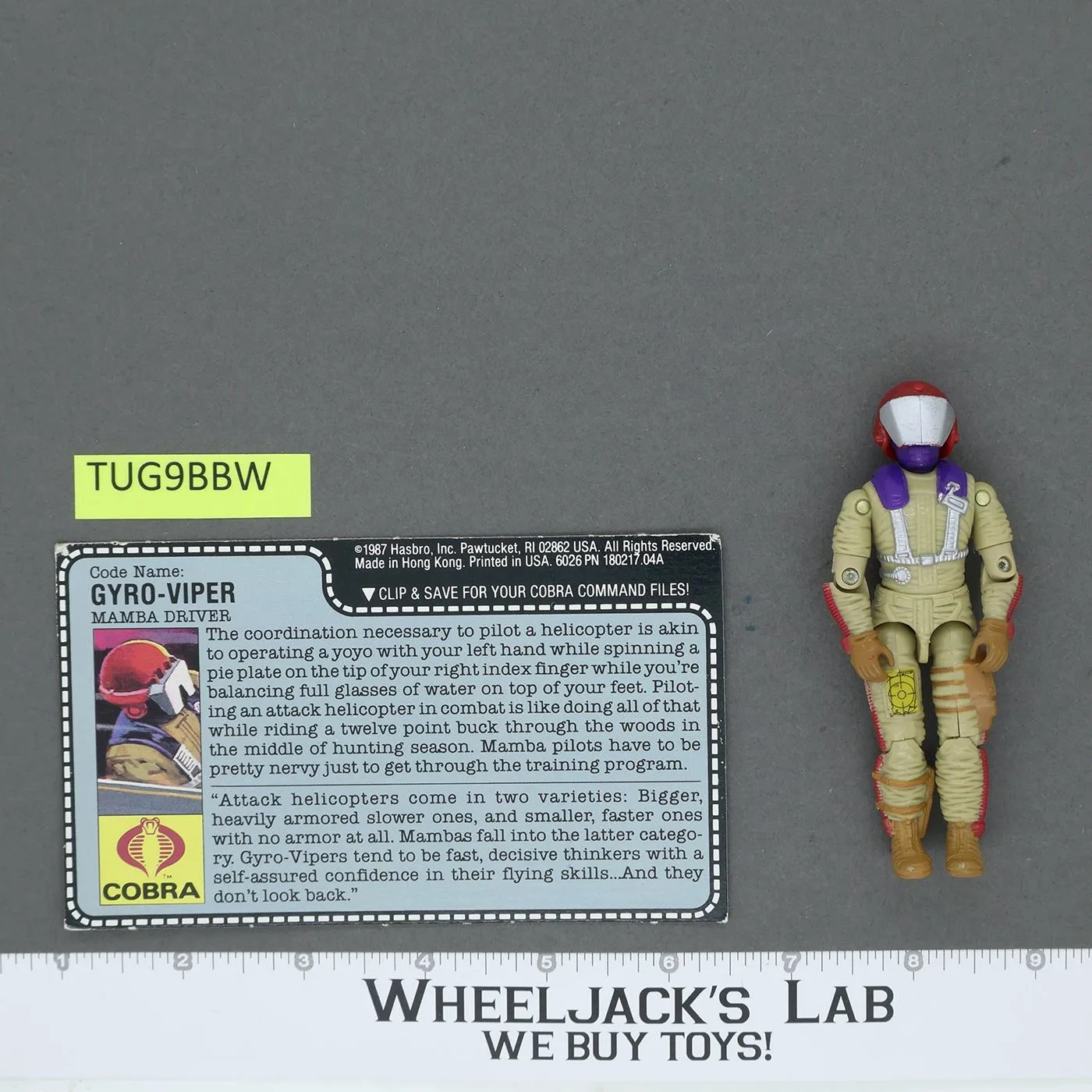 Gyro-Viper V1 100% Complete G.I. Joe 1987 Hasbro Vintage Action Figure