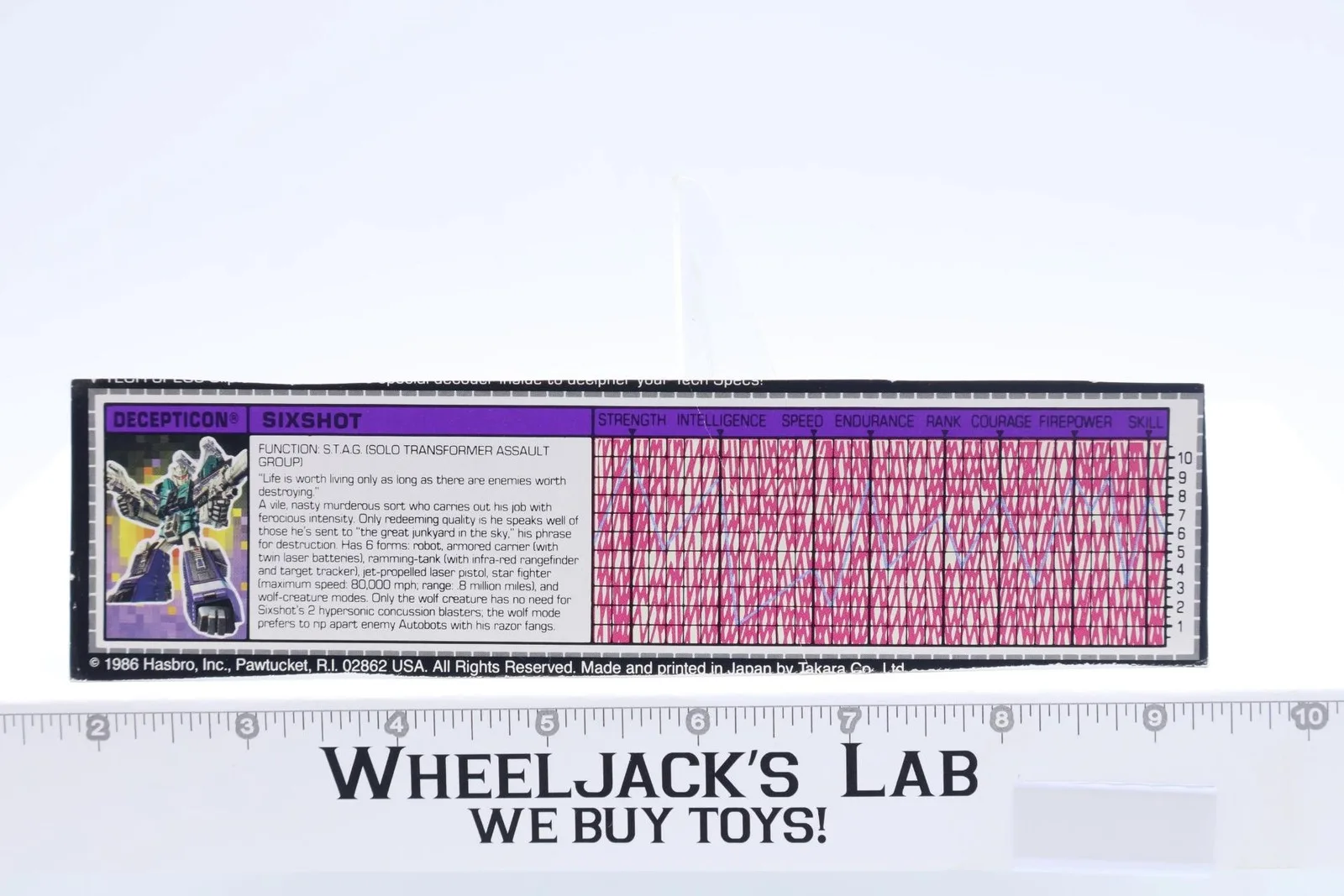 Sixshot Action Figure Tech Spec 1987 Vintage Hasbro G1 Transformers