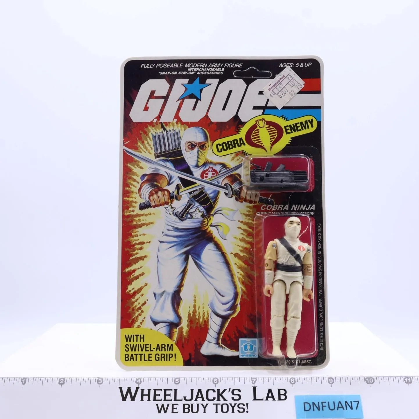 Cobra Ninja Storm Shadow GI Joe 1983 Hasbro 32-Back Unpunched MOSC SEALED Vtg