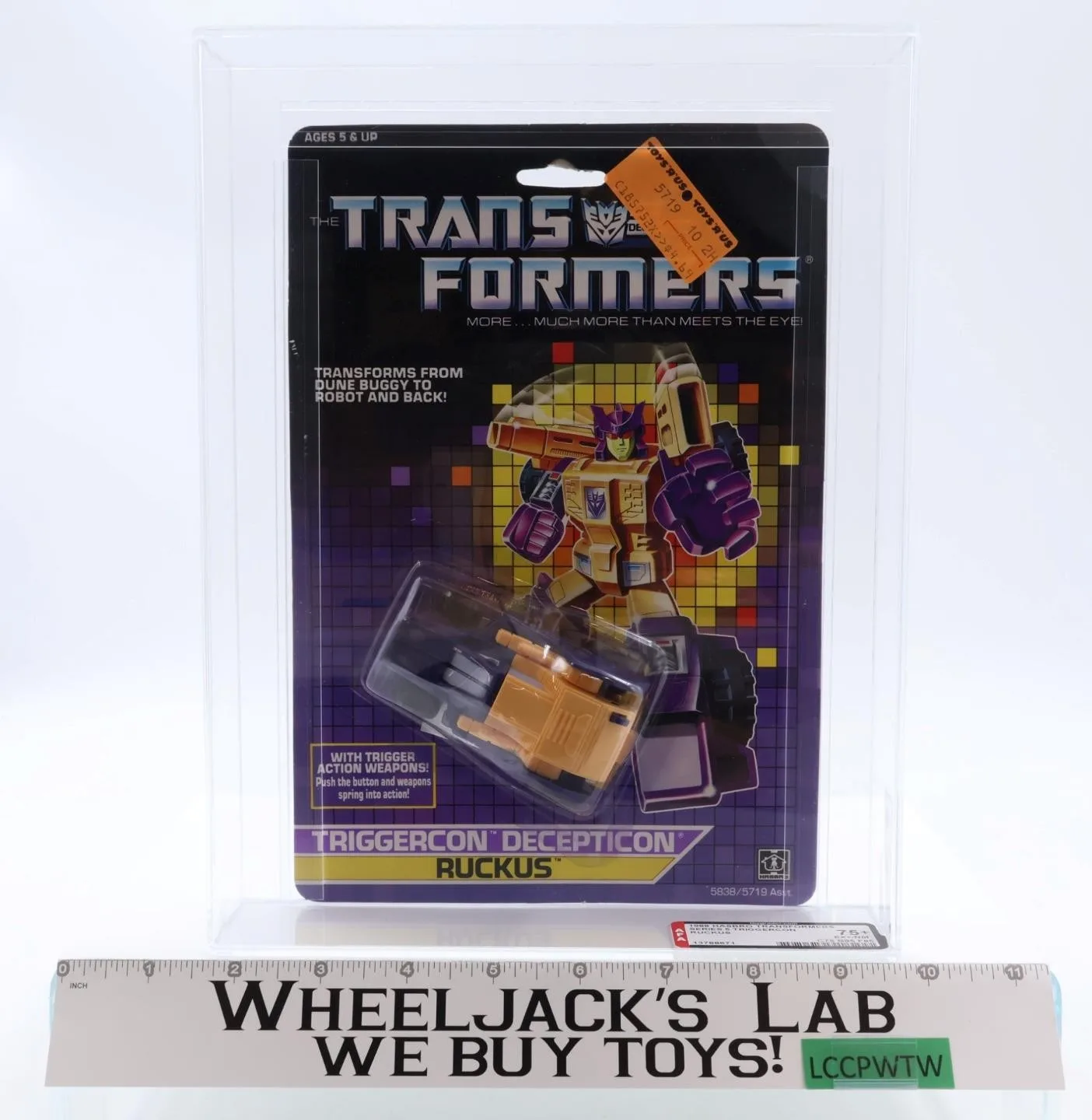 Ruckus AFA GRADED 75+ 75/85/85 G1 Transformers 1988 Hasbro Figure NEW SEALED