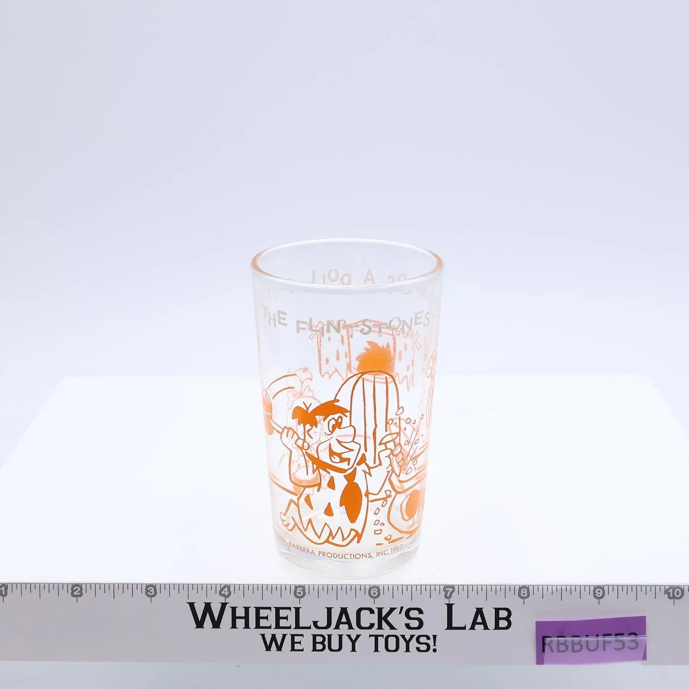 Flintstones Fred Builds A Doll Cave Jelly Glass Hanna-Barbera 1963 Vintage Cup