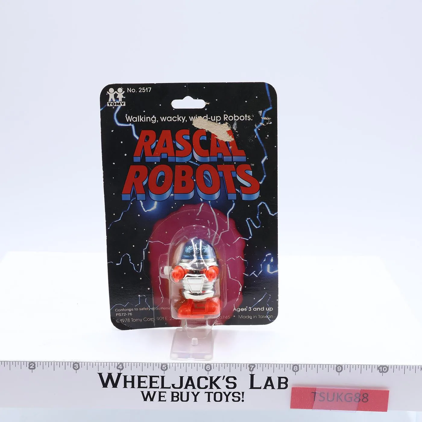 Rascal Robot BLUE HEAD SILVER Wind Up Tomy 1978 VintageFigure NEW SEALED