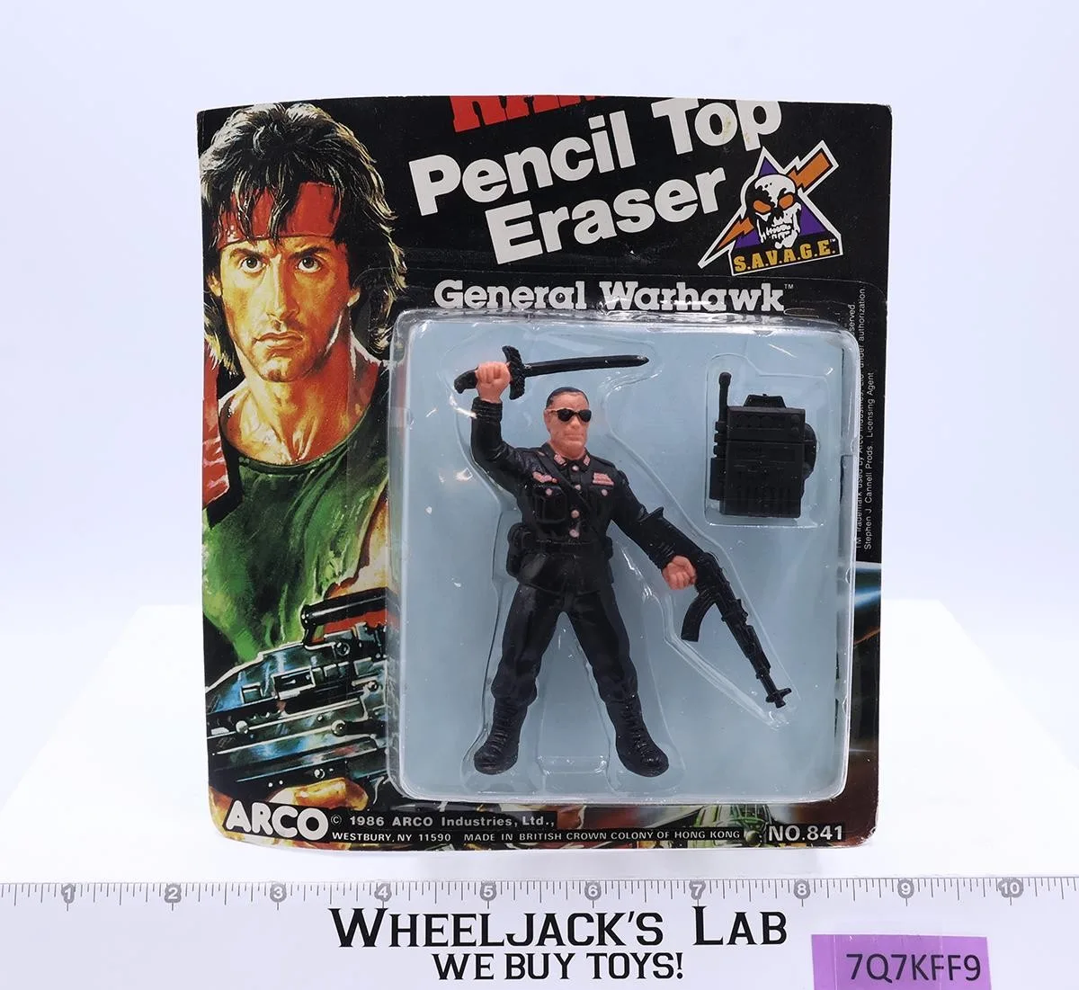 General Warhawk Pencil Top Eraser Rambo Arco 1986 Vintage NEW SEALED