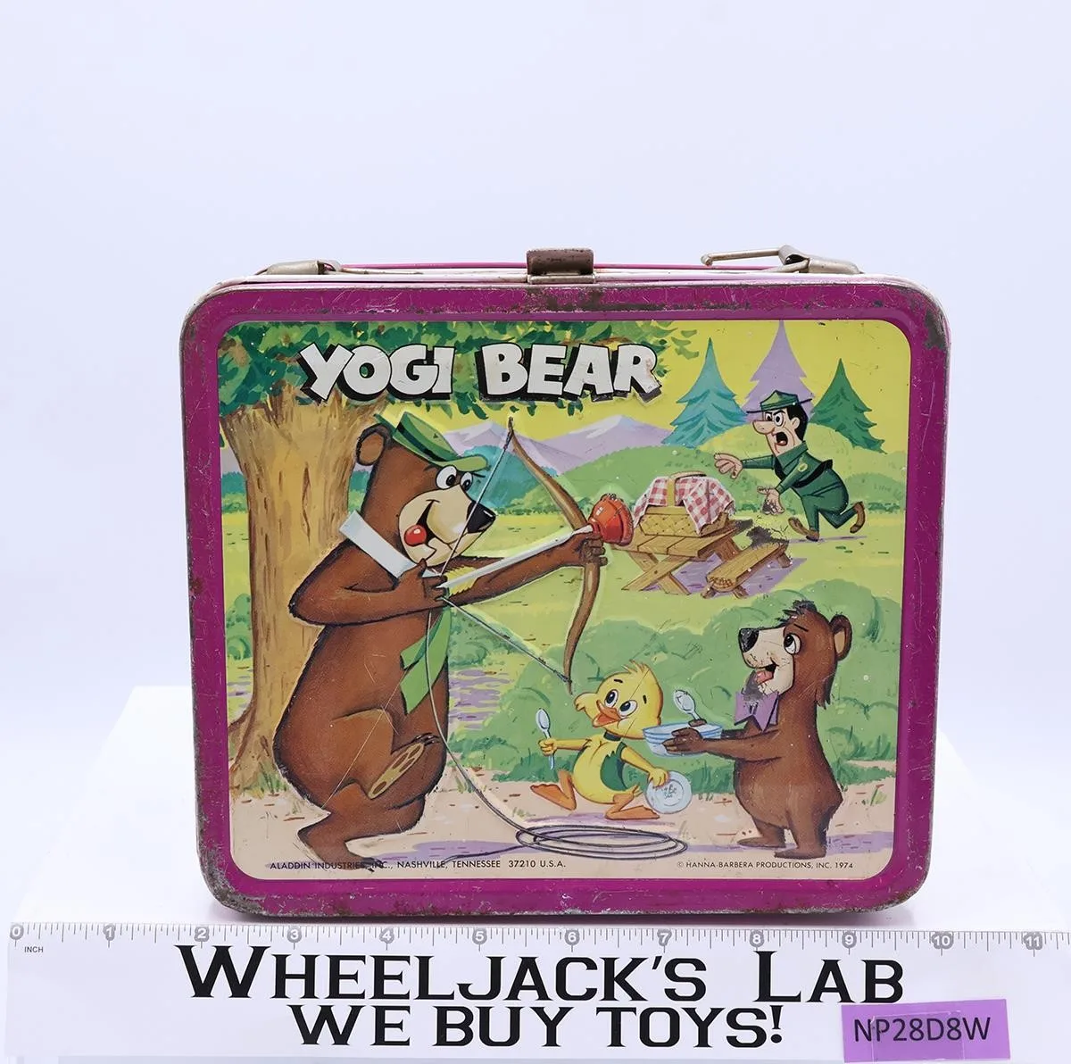 Yogi Bear Boo-Boo Memo Metal Lunch Box ONLY 1974 Hanna-Barbera Aladdin Vintage