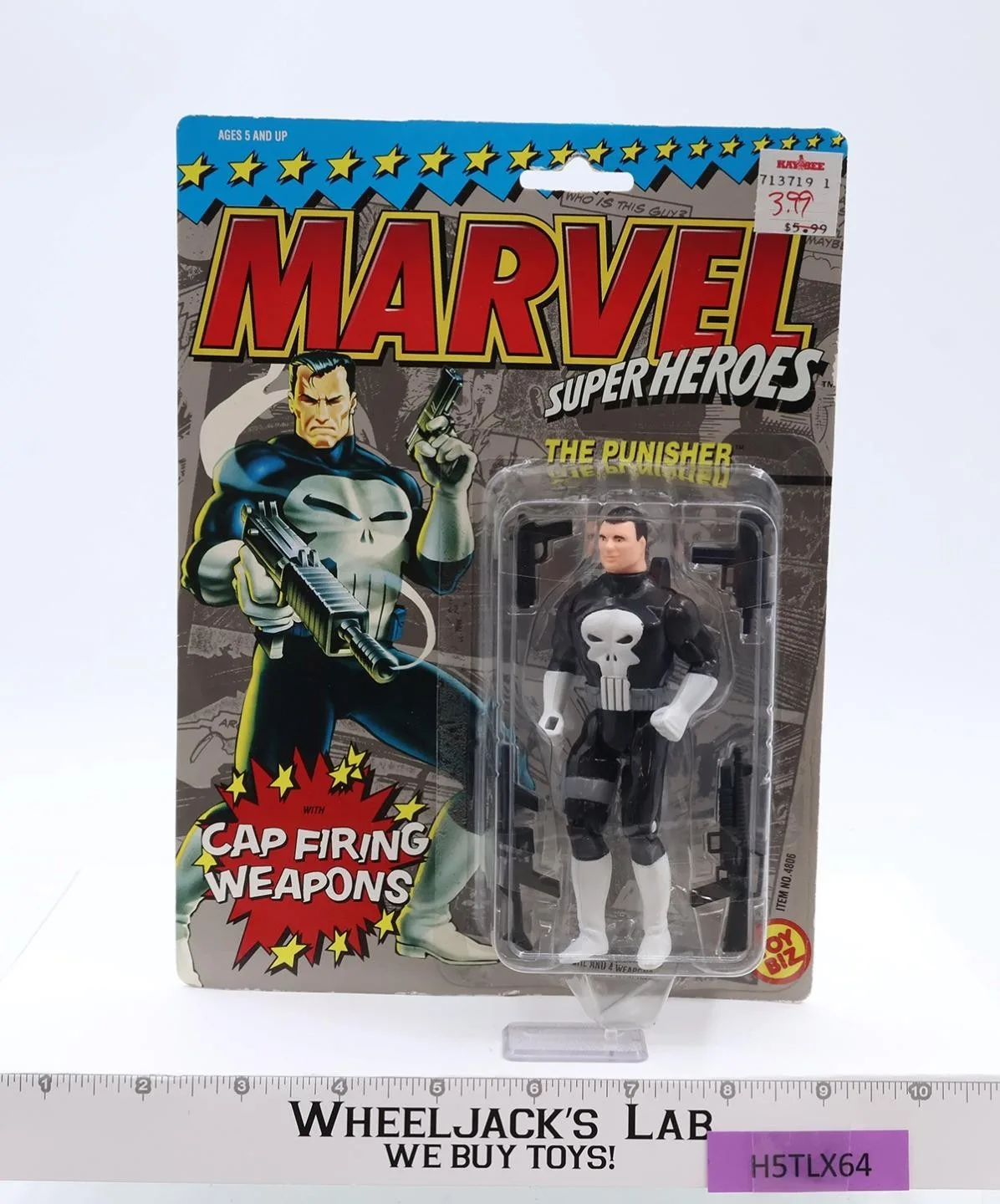 The Punisher Marvel Super Heroes Cap Firing Weapons 1990 Toy Biz MOSC New