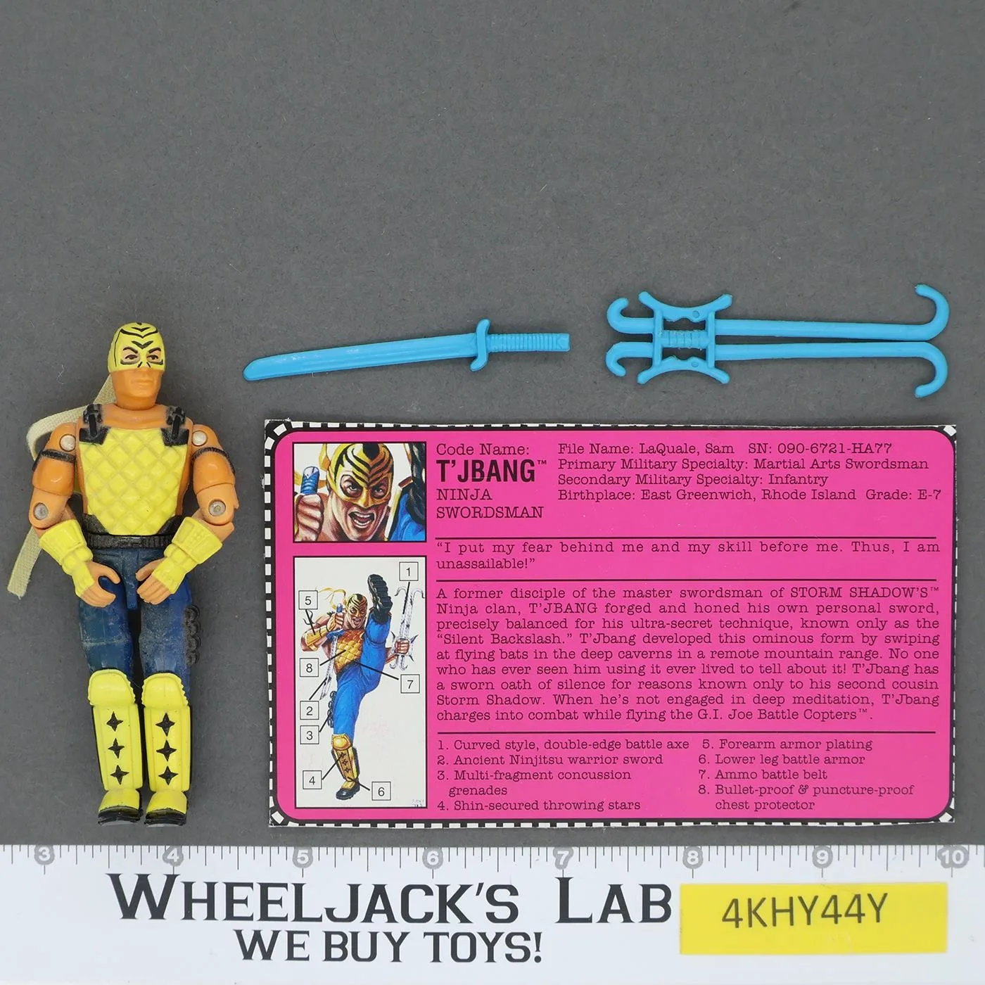 T'Jbang V1 100% Complete 1992 G.I. Joe Hasbro Vintage Action Figure