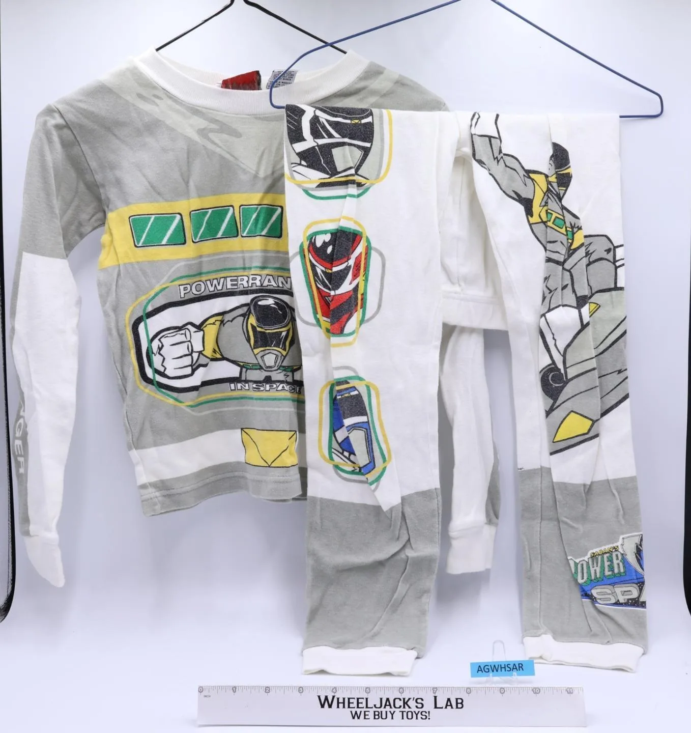 2-pc SET Pajamas Top & Pants Youth Sz 10 Power Rangers in Space 1998 Saban