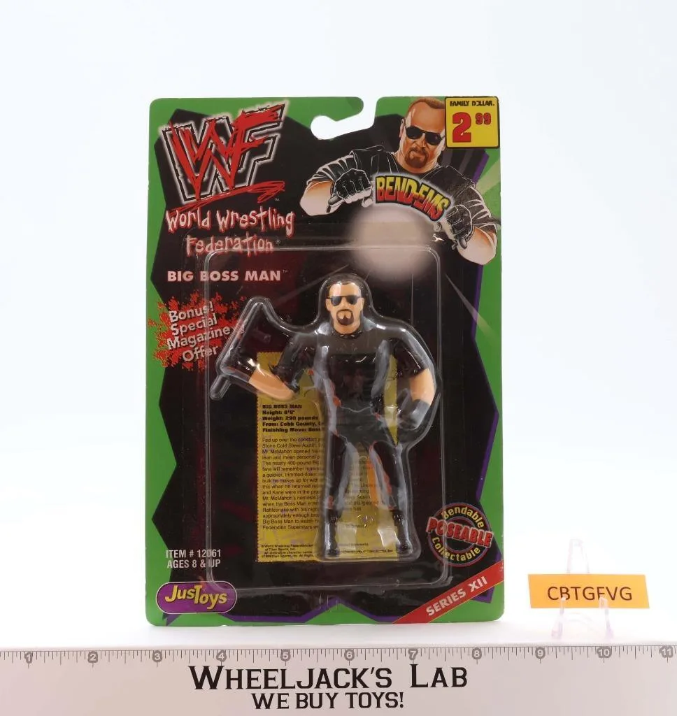 Big Boss Man Bend-Ems WWF 1999 Just Toys Wrestling Figure Series XII MOSC NEW
