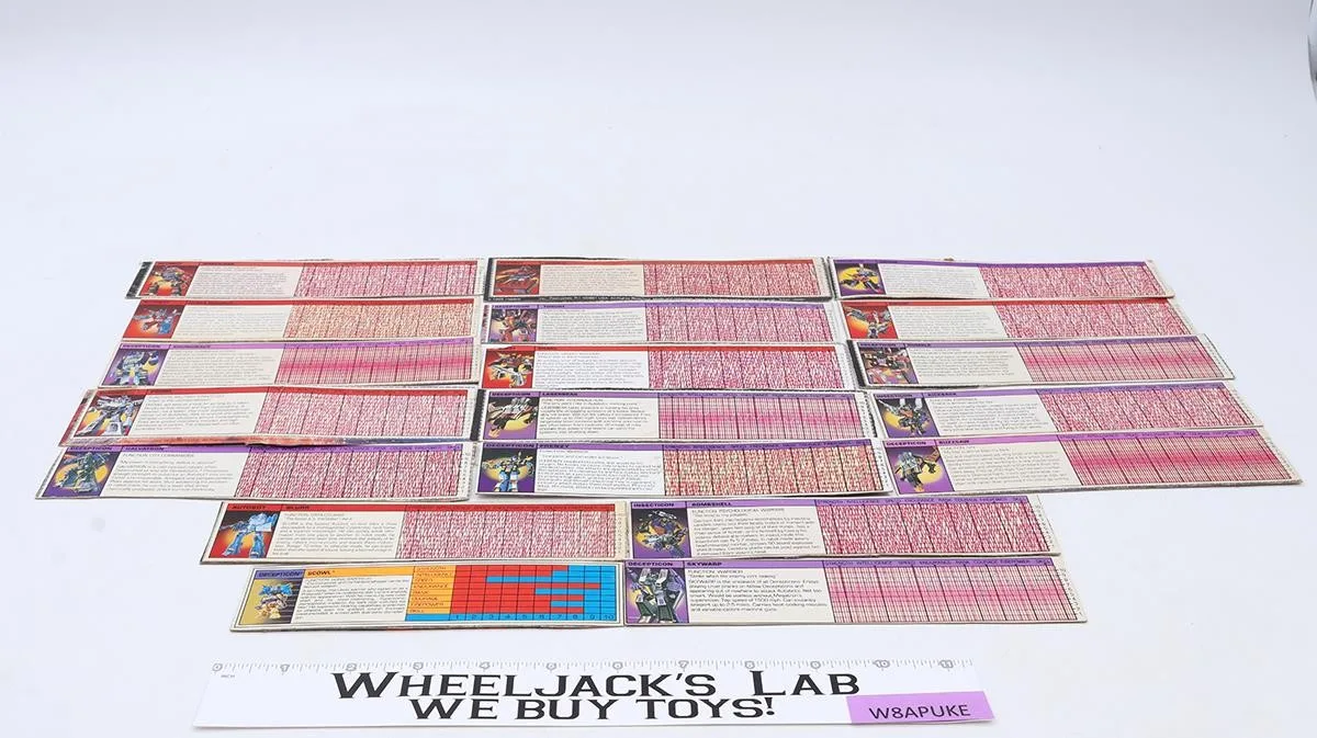 Lot of 19 Action Figure Tech Specs Vintage Hasbro G1 Transformers