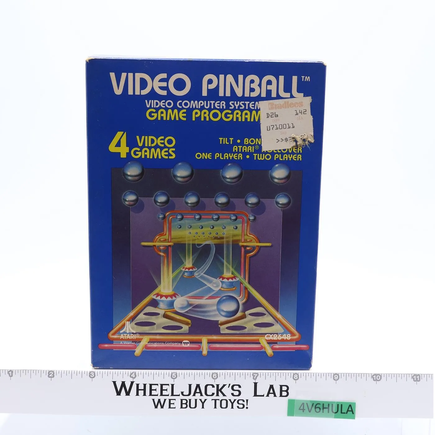 Video Pinball W/ Box + Manual ATARI 2600 1980 Vintage Game Cartridge