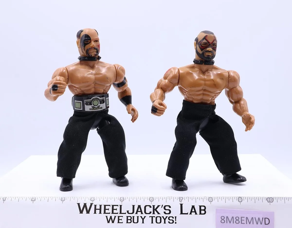Hawk & Animal Road Warriors Tag Team AWA Wrestling 1985 Remco Figures w/ Belt