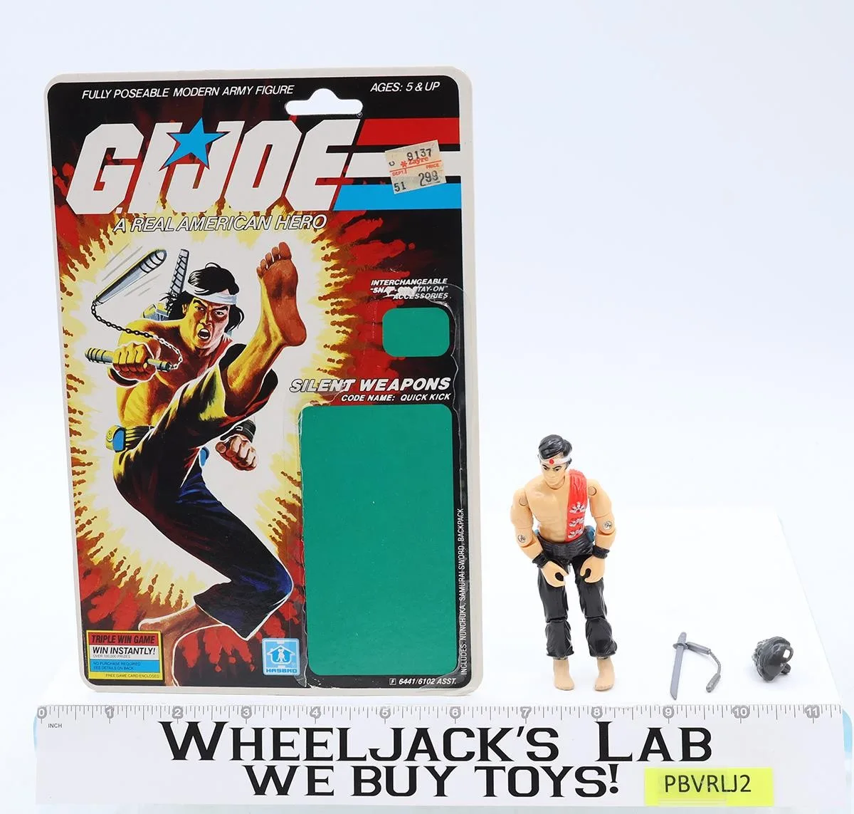 Quick Kick V1 Complete W/ 34 Cardback G.I. Joe 1985 Hasbro Vintage Action Figure