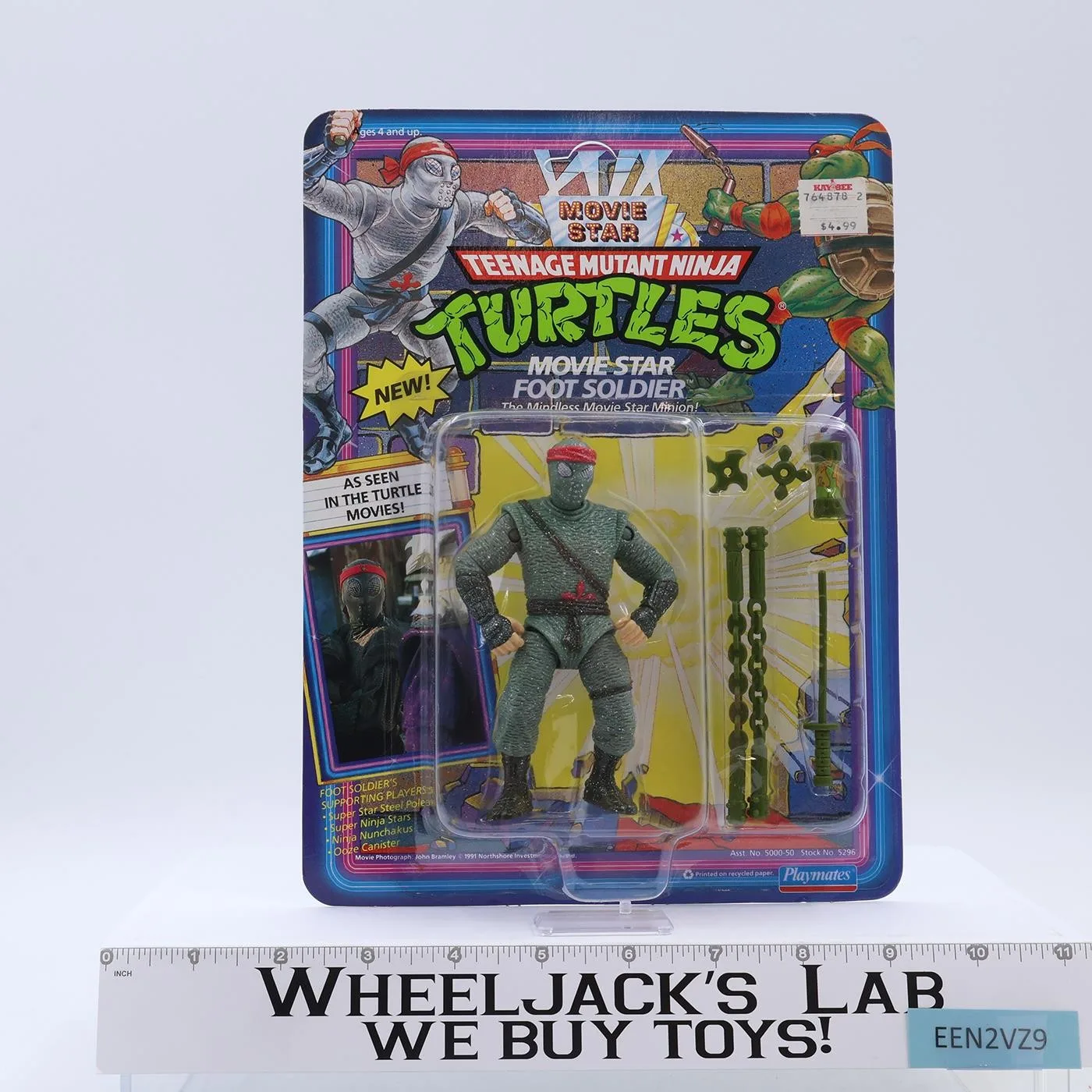 Movie Star Foot Soldier Teenage Mutant Ninja Turtles Playmates MOSC UNPUNCHED