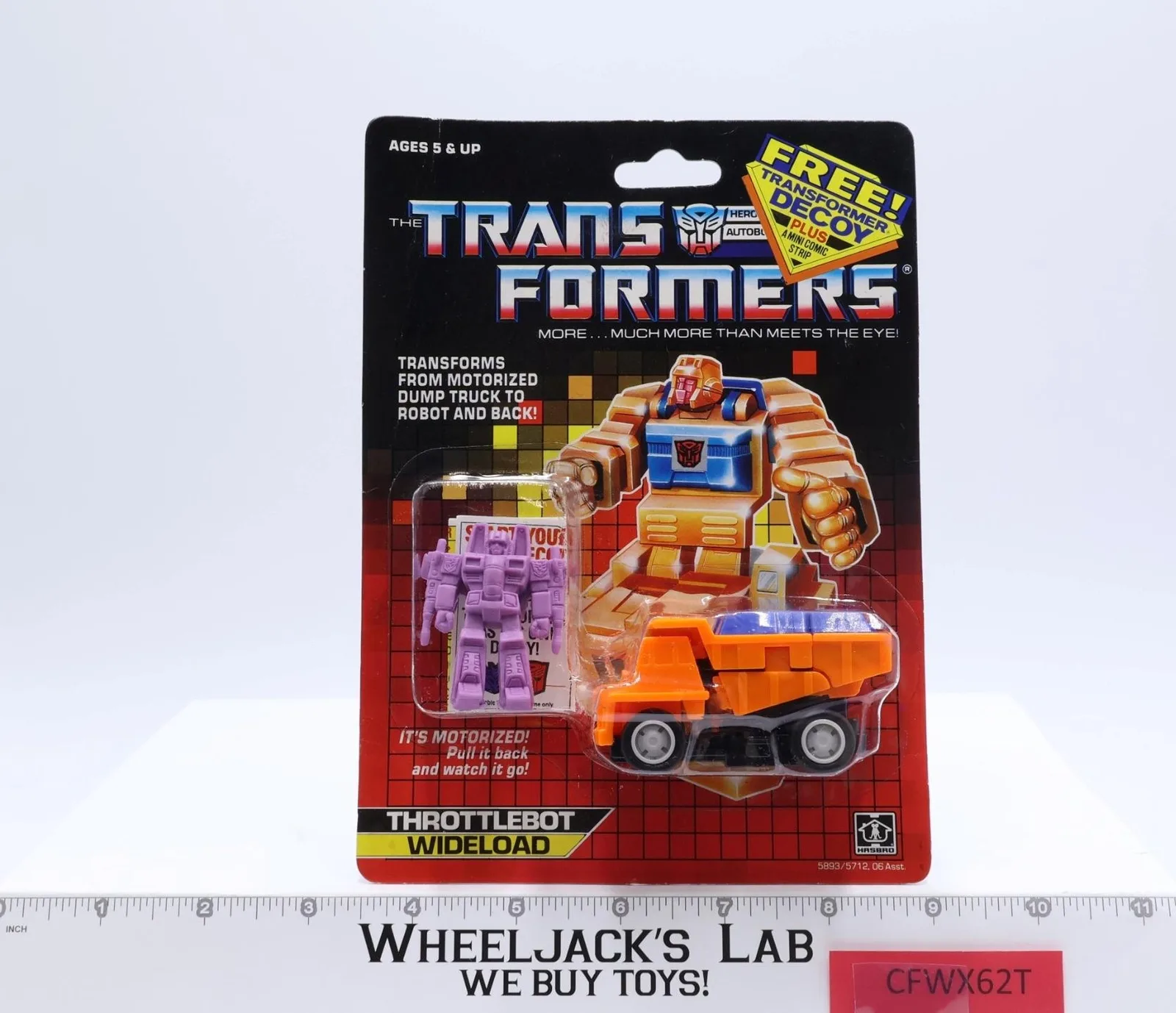 Wideload W/PURPLE DECOY Throttlebot MOSC 1987 Vintage Hasbro G1 Transformers