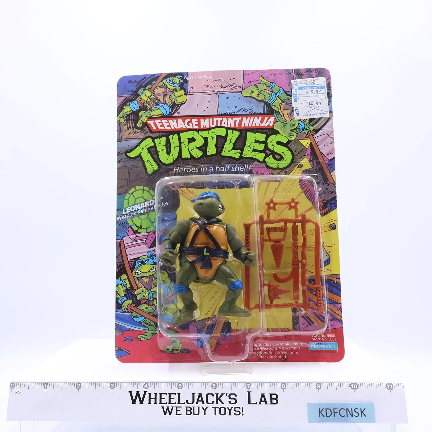 Leonardo 10 Back Teenage Mutant Ninja Turtles TMNT Playmates 1988 UNPUNCHED New