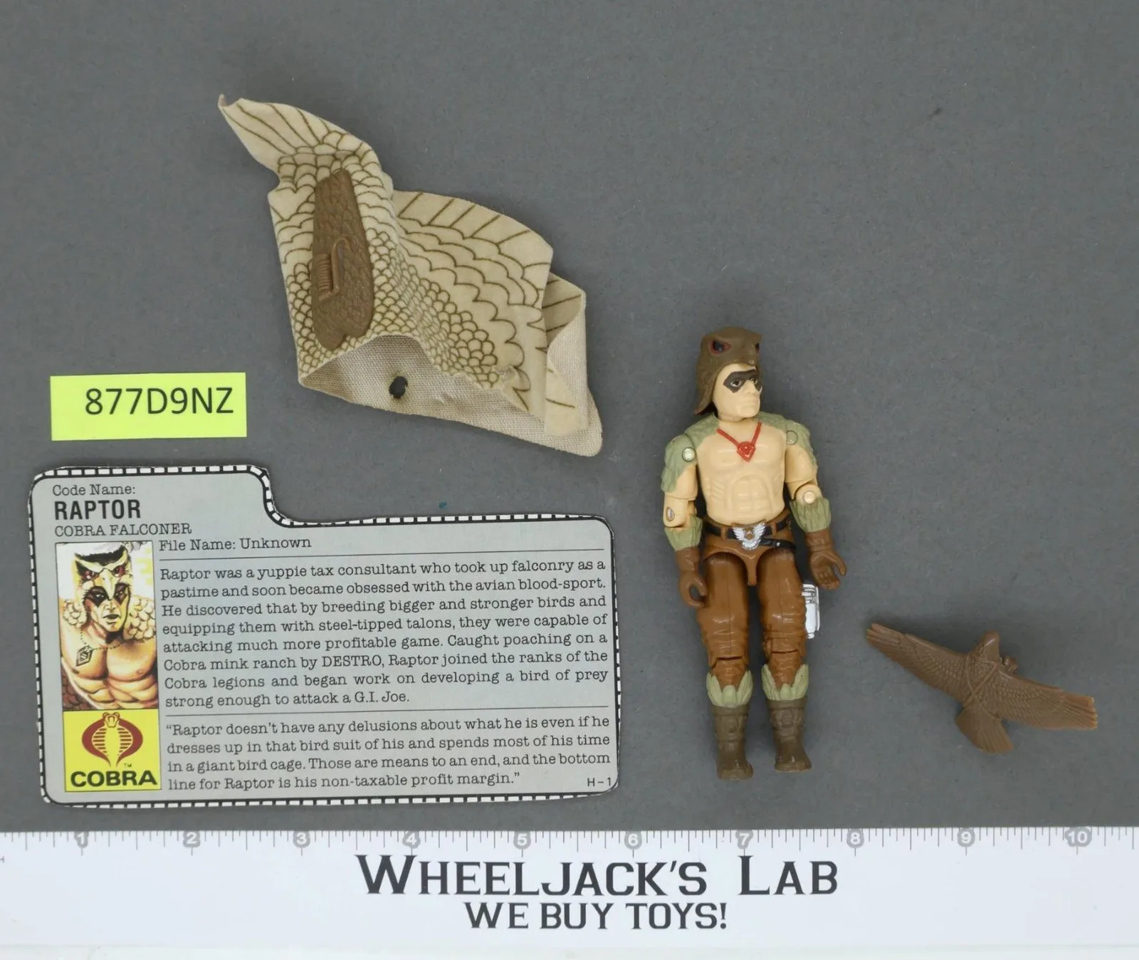 Raptor V1 100% Complete G.I. Joe 1987 Hasbro Vintage Action Figure