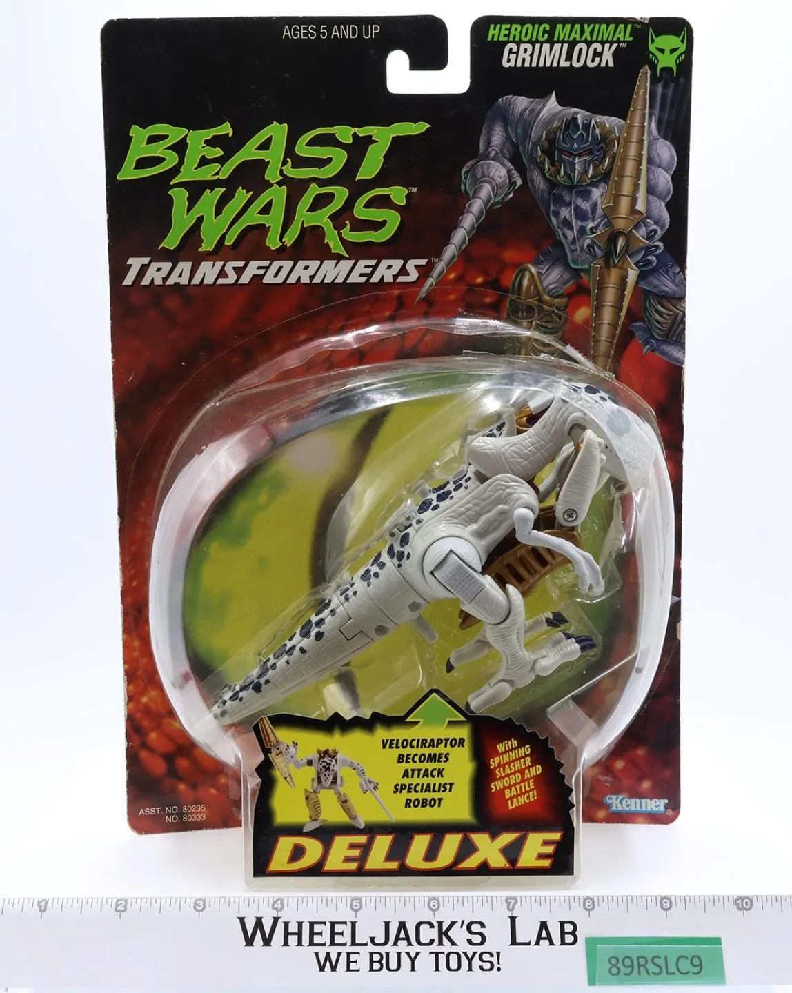 Grimlock Transformers Beast Wars COMPLETE W/Card & Bubble 1996 Hasbro Figure