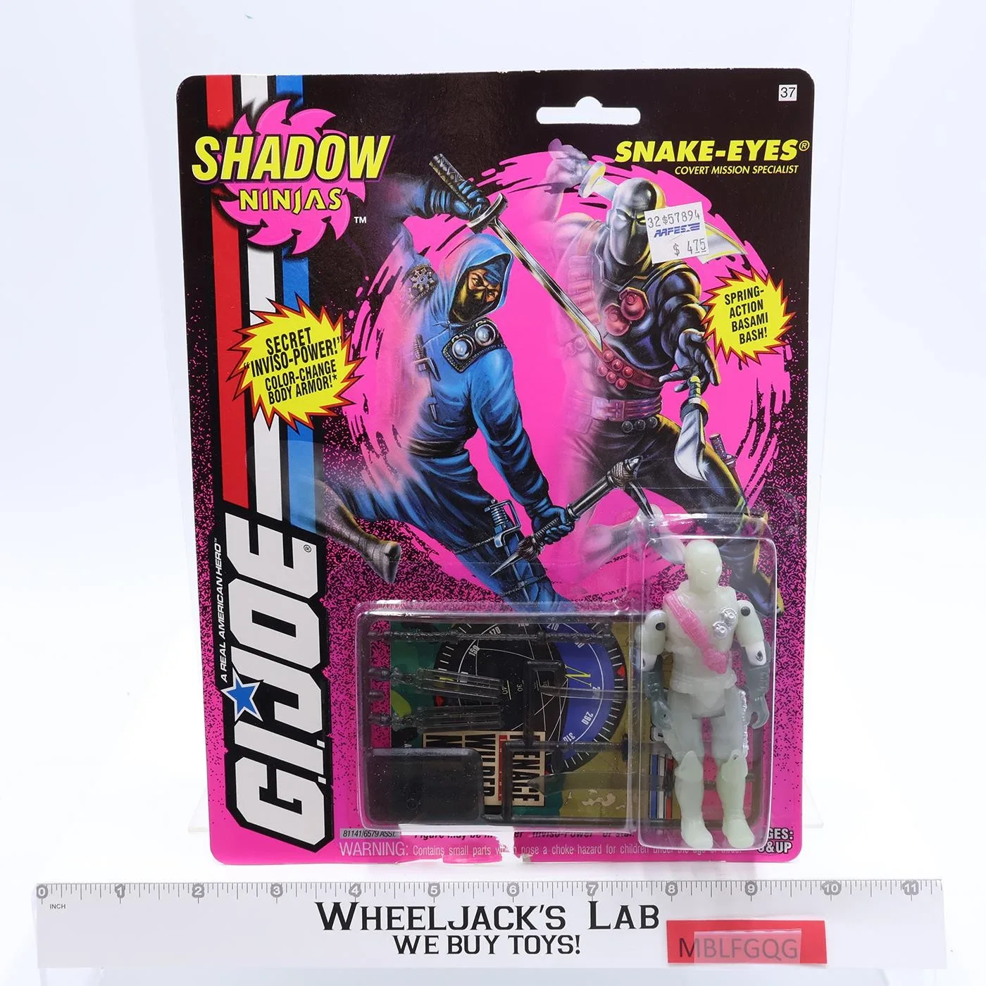 Snake Eyes GI Joe Shadow Ninja 1993 Hasbro Action Figure NEW MOSC SEALED