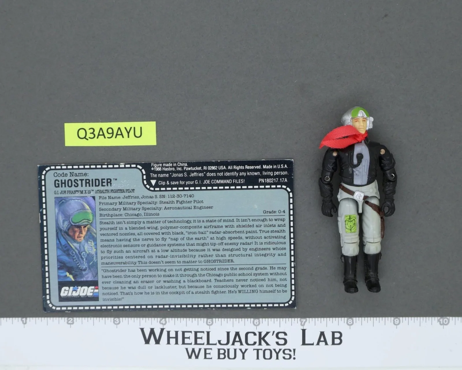 Ghostrider V1 100% Complete 1988 G.I. Joe Hasbro Vintage Action Figure