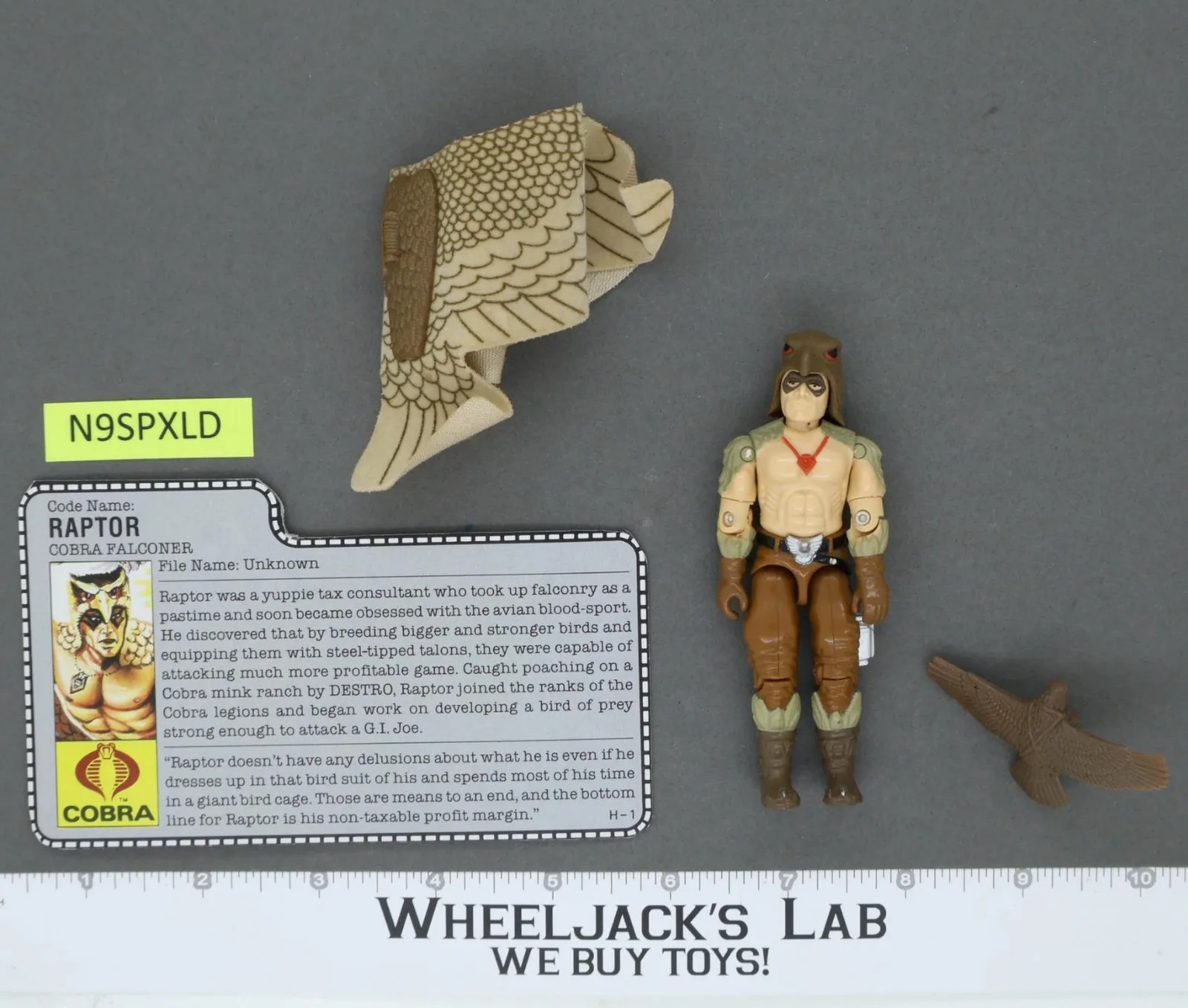 Raptor V1 100% Complete G.I. Joe 1987 Hasbro Vintage Action Figure