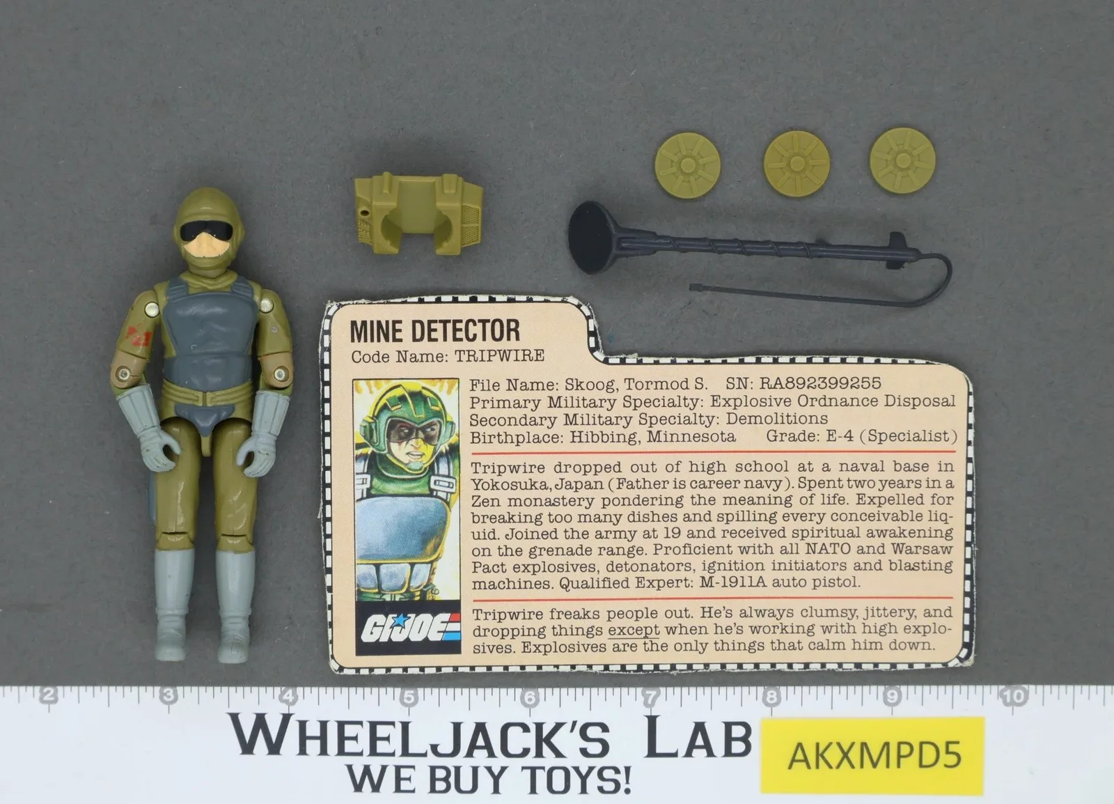 Tripwire V1 100% Complete G.I. Joe 1983 Hasbro Vintage Action Figure