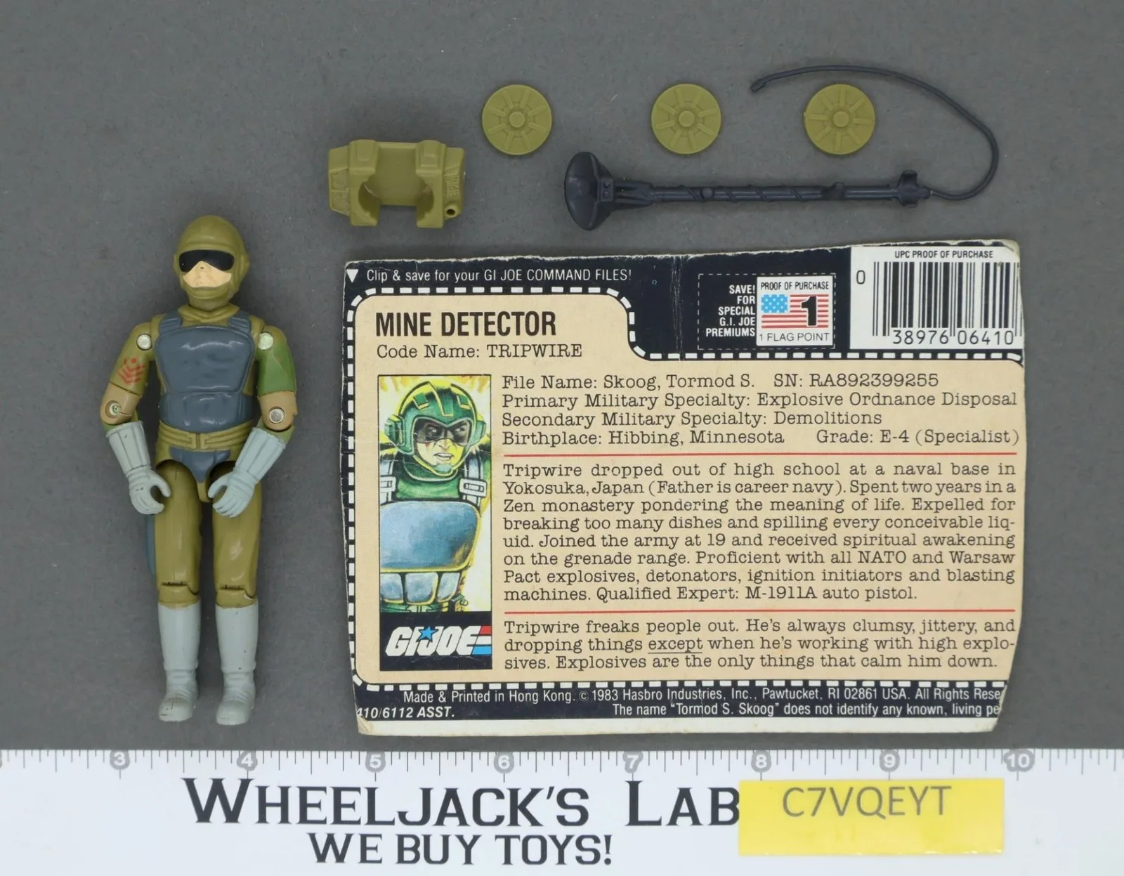 Tripwire V1 100% Complete G.I. Joe 1983 Hasbro Vintage Action Figure