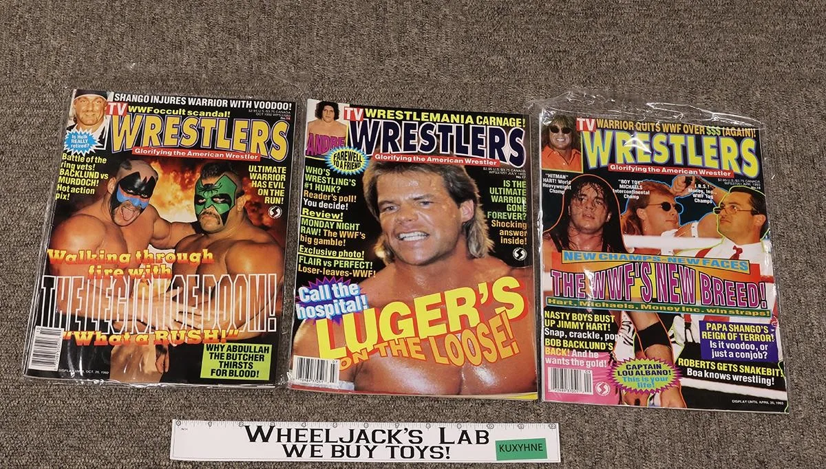 WWF Lot of 3 TV Wrestlers Magazine 1992/3 Legion of Doom Luger Hart Michaels IRS