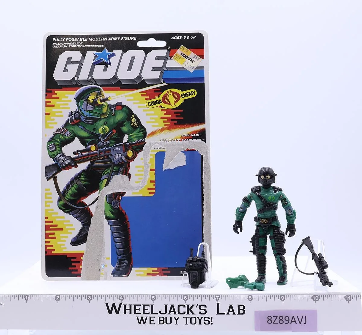 Night-Viper V1 Complete W/Cardback G.I. Joe 1989 Hasbro Vintage Action Figure