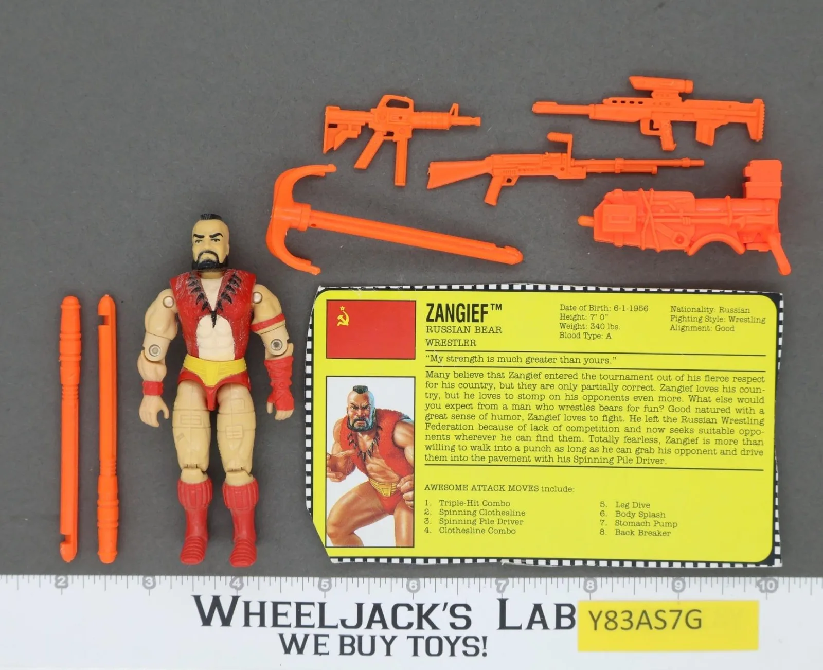 Zangief V1 100% Complete 1993 GI Joe ARAH Hasbro Action Figure