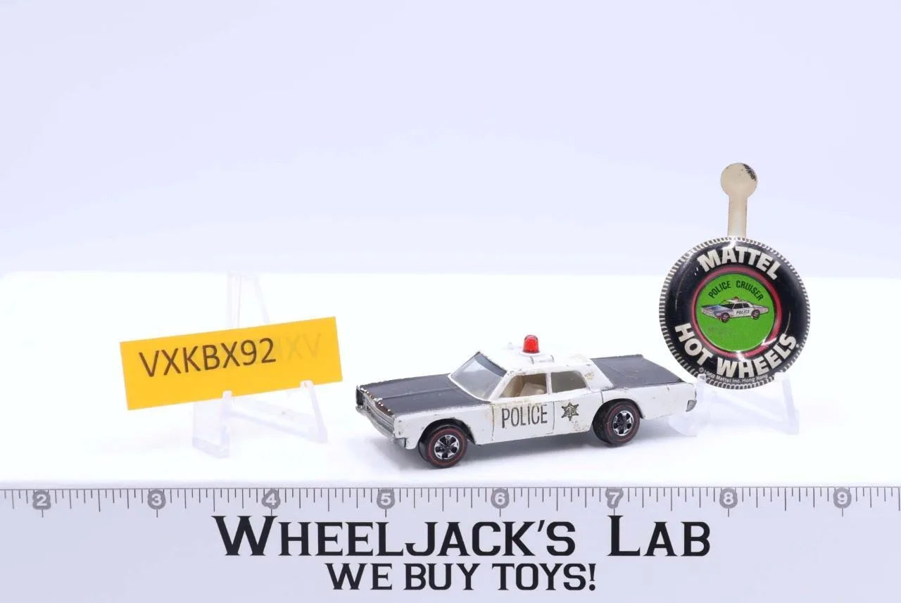 Police Cruiser 1969 Redline Hot Wheels Mattel Vintage Redline RL w/ Button