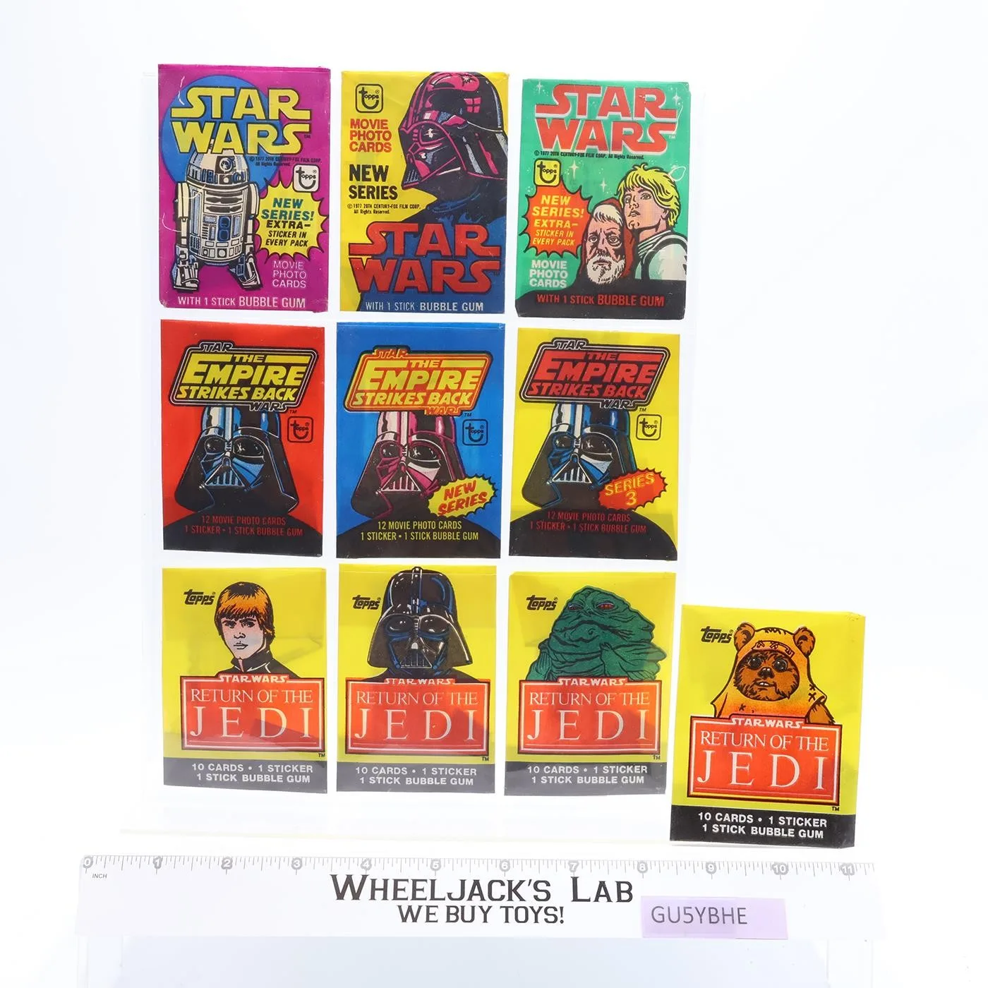 Lot of 10 Star Wars EMPTY Trading Card Wrappers ANH TORJ ESB 1980s Topps Vintage