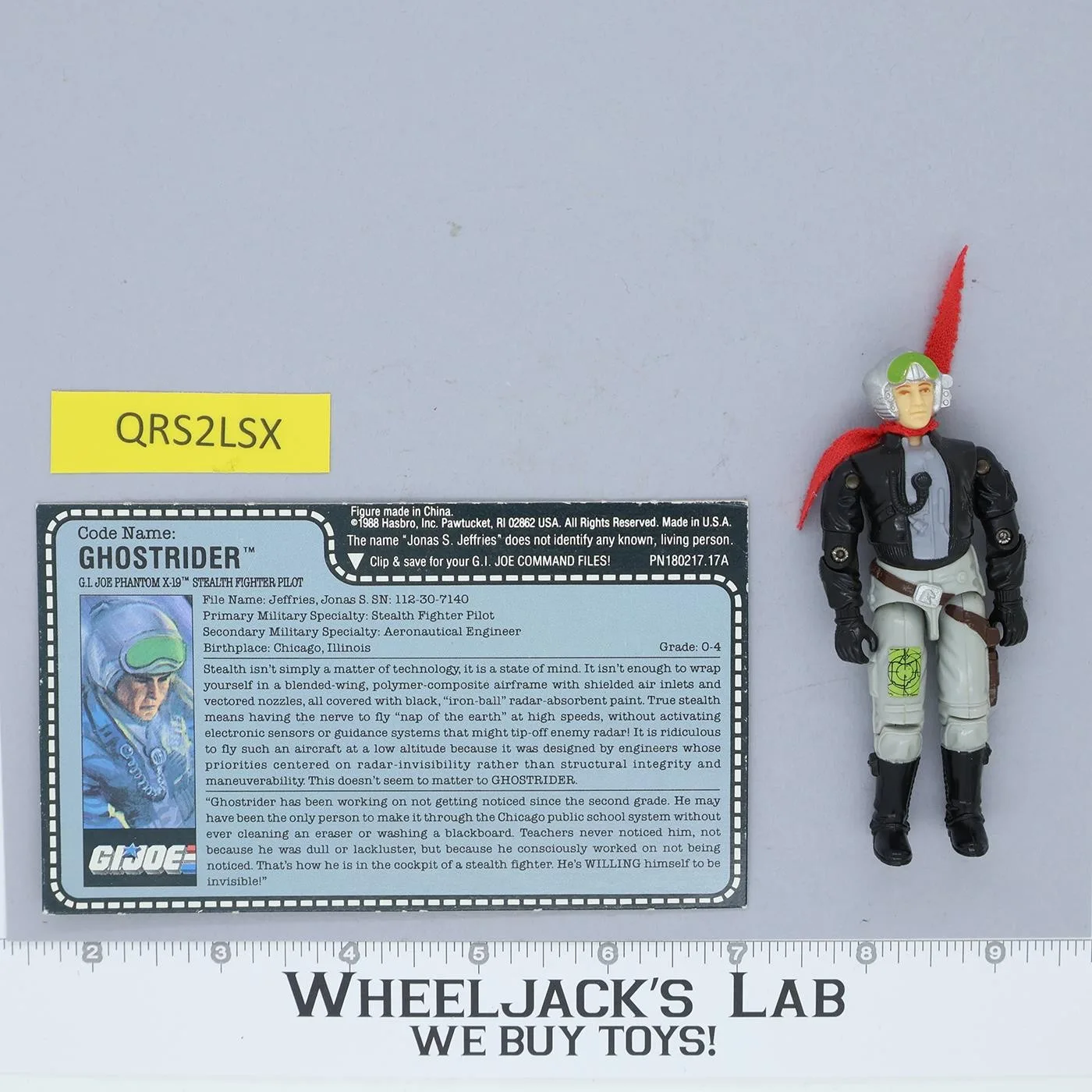 Ghostrider V1 100% Complete 1988 G.I. Joe Hasbro Vintage Action Figure