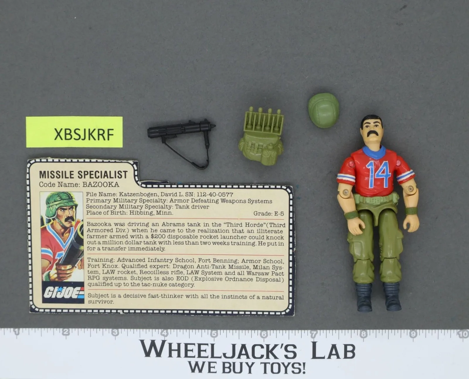 Bazooka V1 100% Complete G.I. Joe 1985 Hasbro Vintage Action Figure