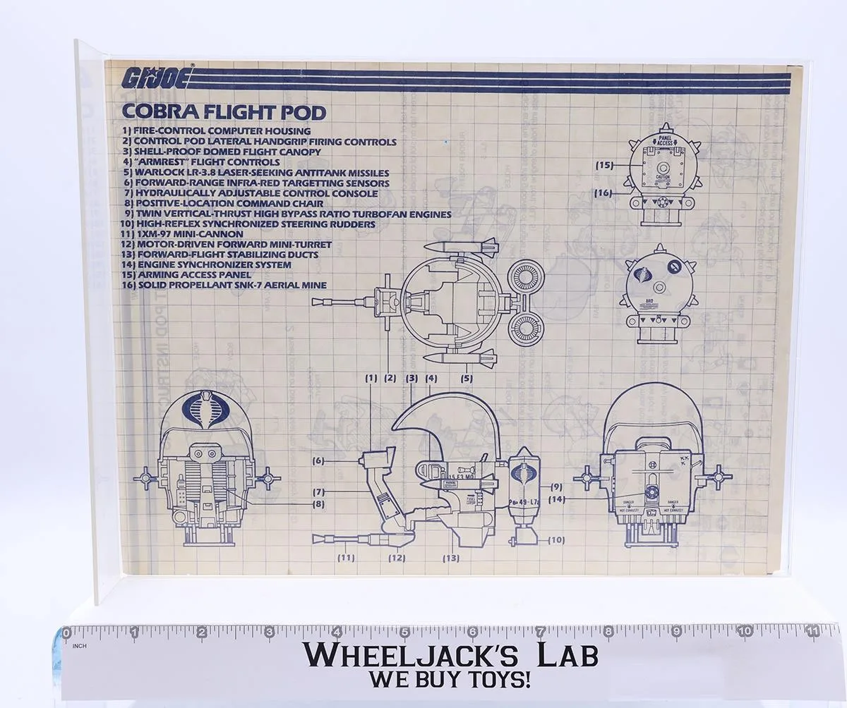 Cobra Flight Pod 1985 ORIGINAL Instructions Blueprints G.I. Joe Hasbro Vehicle