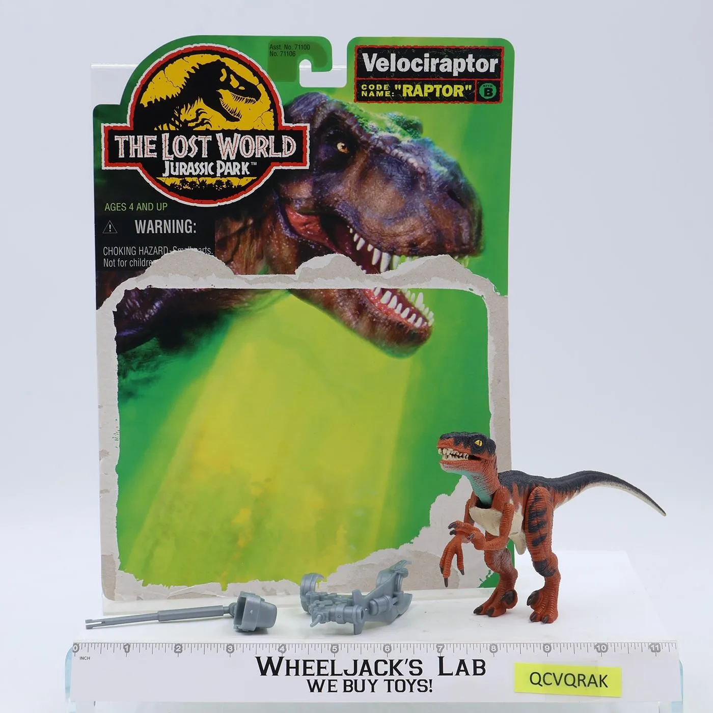 Velociraptor JP06 Restraint Gear 100% Complete Jurassic Park 1997 Hasbro Figure